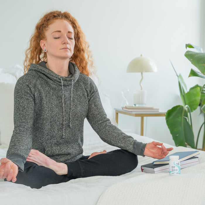 A woman meditating