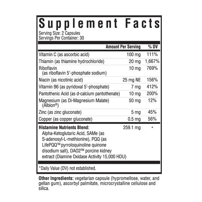 Histamine Digest Supplement Facts Panel 