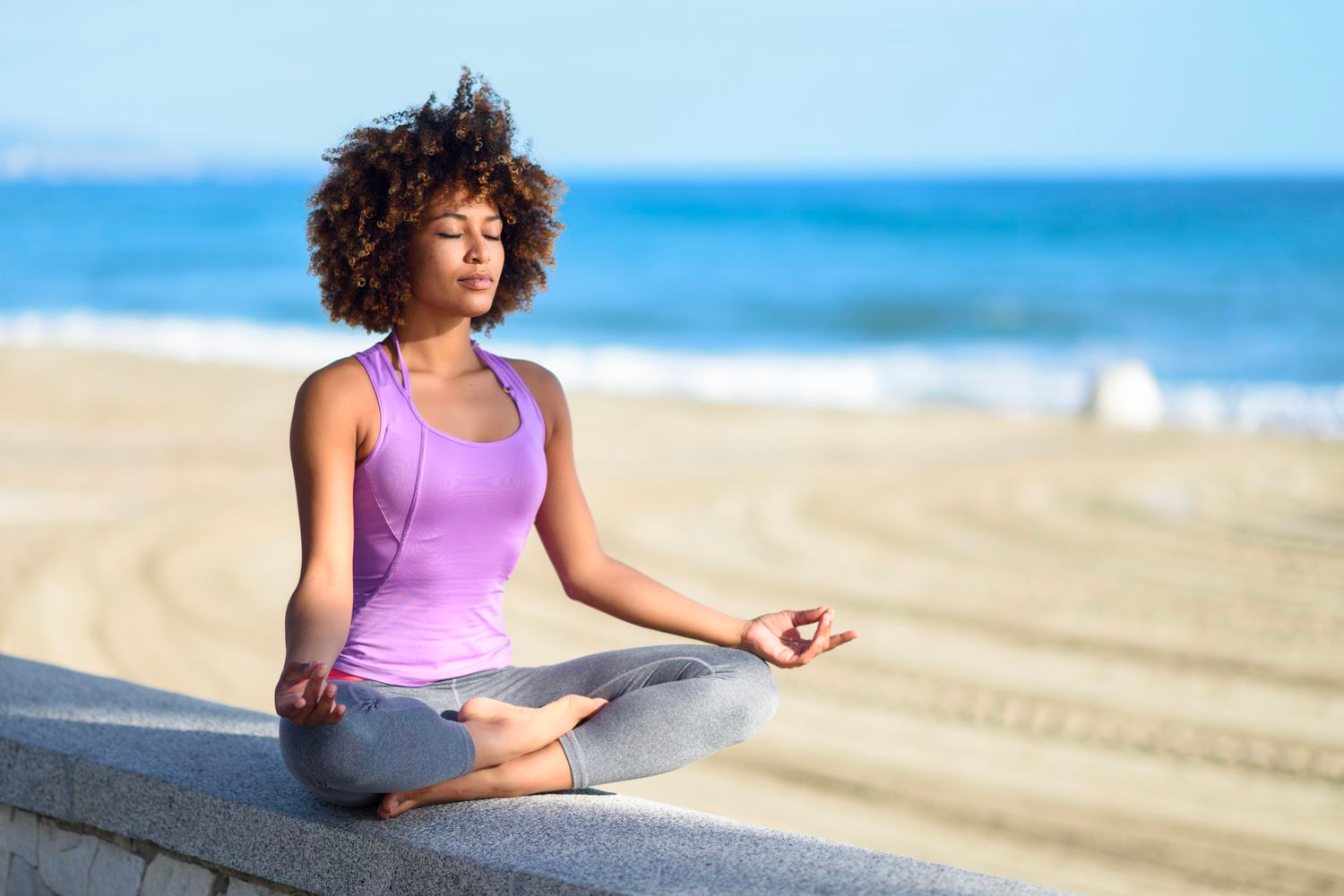 meditating on the beach