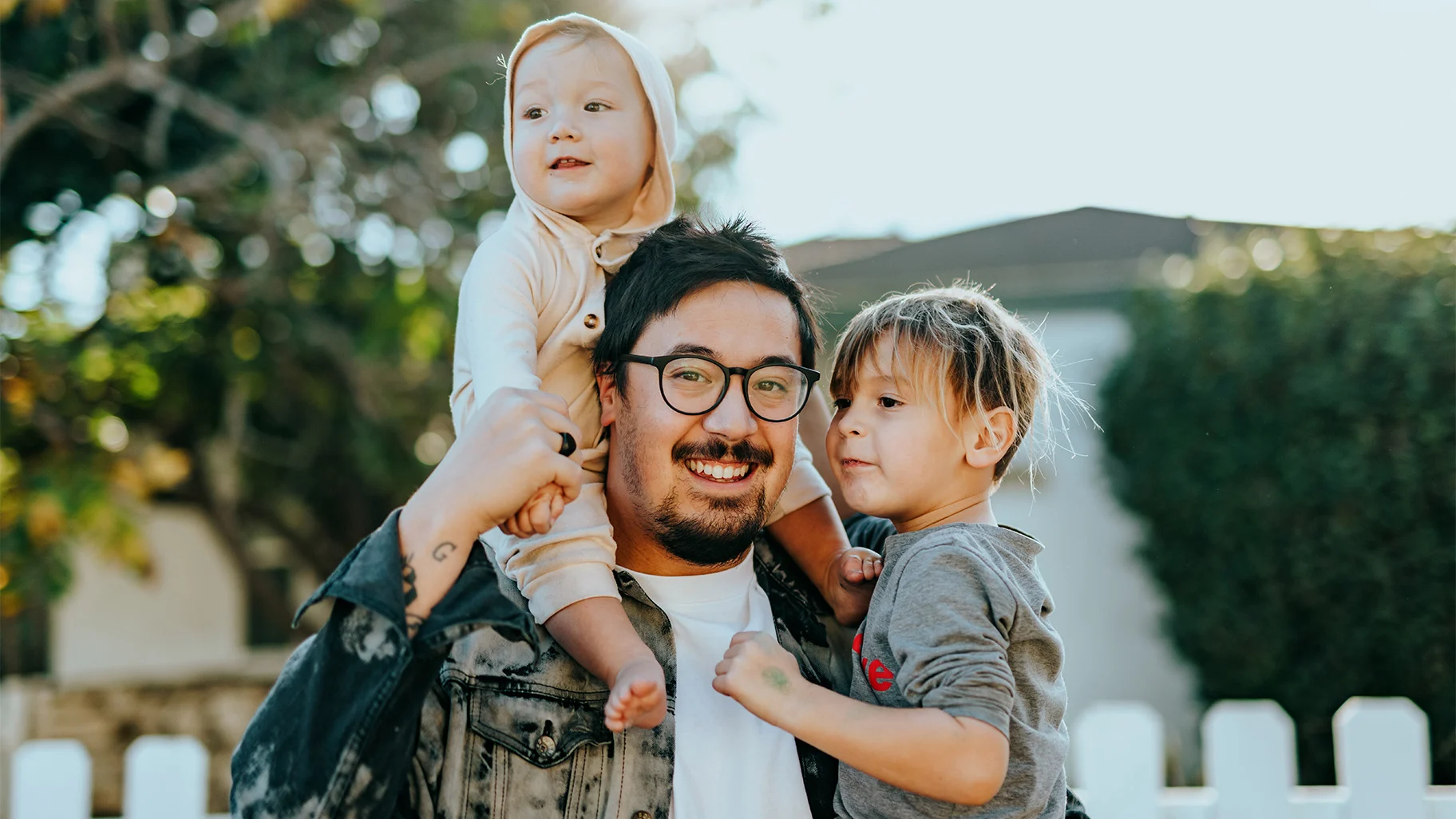 man with kids