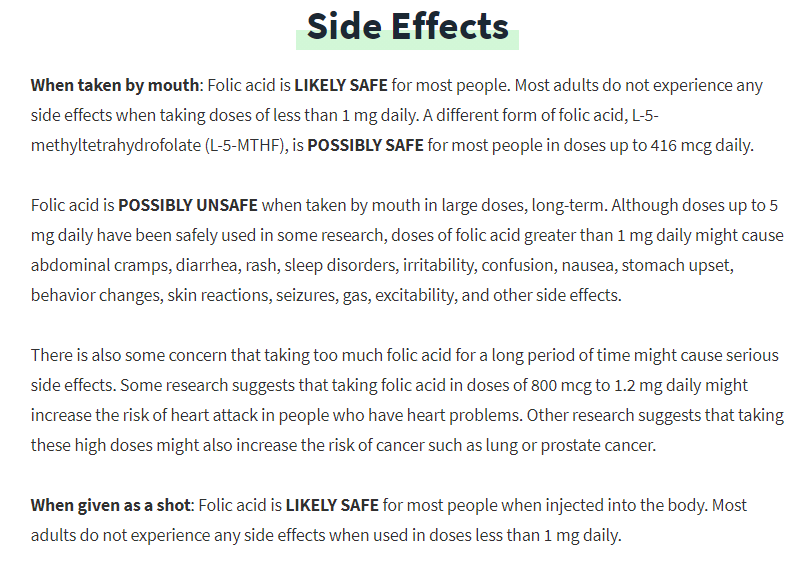 Folic Acid Side Effects